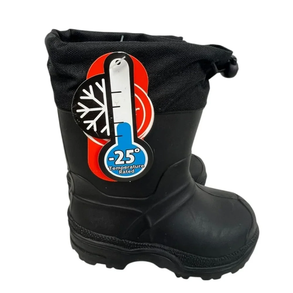 Wonder Nation Unisex Size 7 Black Winter Insulated To -25 degrees Rubber‎ Boots